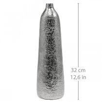 Artículo Florero decorativo florero de metal martillado plateado Ø9,5cm H32cm