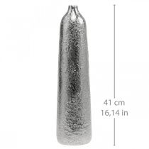 Artículo Florero decorativo florero de metal martillado plateado Ø9,5cm H41cm