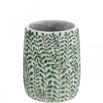 Florero, decoración de cerámica, aspecto cemento, jarrón con decoración de zarcillo Ø13cm H17cm