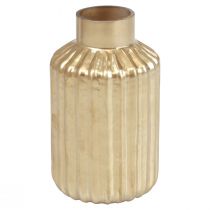 Florero florero de cristal dorado con ranuras florero de cristal Ø8cm H14cm