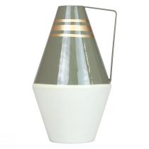 Artículo Jarrón nostálgico de metal con asa de estilo vintage - Crema/Gris/Dorado Ø19cm H31cm