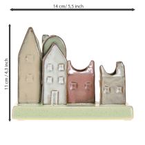 Artículo Juego de mini jarrones, casas de colores para decoración de mesa, 14cm