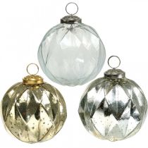 Artículo Bolas navideñas vintage de cristal con estampado Ø10,5cm 3ud