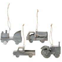 Artículo Coches decorativos metálicos vintage para colgar, tamaños surtidos, 9-10 cm, 4 piezas