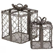 Artículo Cesta de alambre vintage regalo metal gris 10,5/7,5 cm juego de 2 piezas