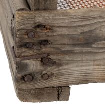 Artículo Caja de madera vintage con rejilla metálica, estilo rústico, colador de cebollas, decorativa, 75×50×14cm