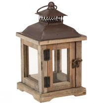 Artículo Farol vintage farol de madera marrón oscuro 15×15cm H26cm