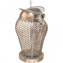 Linterna vintage Búho Linterna de jardín Portavelas Oro Al. 29 cm