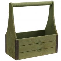 Caja de plantas vintage caja de herramientas de madera verde oliva 28×14×31cm