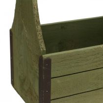 Caja de plantas vintage caja de herramientas de madera verde oliva 28×14×31cm