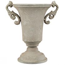 Artículo Trofeo antiguo vintage de metal gris con decoración shabby chic de 22,5 cm de alto.