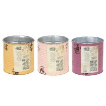 Artículo Maceta/lata de estilo vintage con letras para decoración de interiores, 11 cm, 3 piezas