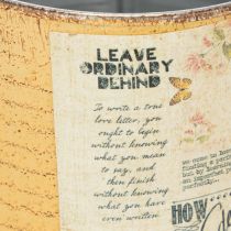 Artículo Maceta/lata de estilo vintage con letras para decoración de interiores, 11 cm, 3 piezas