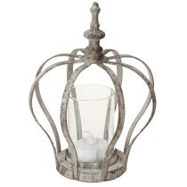 Artículo Farol Vintage Corona Metal con Cristal Gris Ø14cm H18.5cm