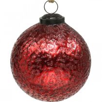 Artículo Bolas de navidad vintage bolas de árbol de navidad de cristal rojo Ø10cm 2pcs
