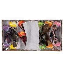Artículo Pájaro artificial con alambre para manualidades, decoración colorida para cualquier época del año, 8 cm, 12 piezas