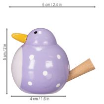 Artículo Figura decorativa de pájaro con estampado de lunares como detalle fresco y acogedor para la habitación, morado, 6 cm, 6 piezas