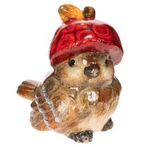 Artículo Figura decorativa de pájaro con gorro de manzana roja, decoración otoñal, 13 cm.