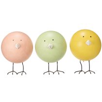 Artículo Figuras decorativas de pollitos como alegre punto de atracción para la primavera y la Pascua, 12 cm, 3 piezas