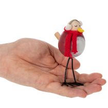 Artículo Figura decorativa de pájaro con bufanda, decoración de invierno, 11 cm, 4 piezas