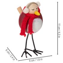 Artículo Figura decorativa de pájaro con bufanda, decoración de invierno, 11 cm, 4 piezas