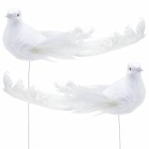 Paloma en alambre blanco 10cm 6uds