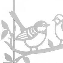 Bird deco decoración de ventana primavera, metal blanco H37.5cm 2pcs