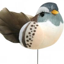 Decoración de pájaros, pájaros en alambre, decoración de primavera azul, marrón H3.5cm 12pcs