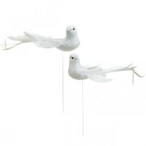 Artículo Palomas blancas, boda, palomas decorativas, pájaros en alambre H6cm 6pcs
