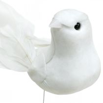 Palomas blancas, boda, palomas decorativas, pájaros en alambre H6cm 6pcs