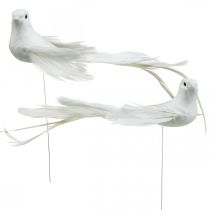 Palomas blancas, boda, palomas decorativas, pájaros en alambre H6cm 6pcs