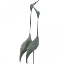 Pareja de pájaros, decoración de metal, aves acuáticas Plata, blanco lavado Al. 74 cm