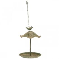 Baño de pájaros colgante de metal baño de pájaros jardín aspecto antiguo Al.28cm