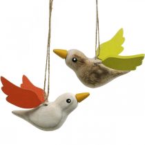 Deco pájaros madera para colgar pájaro primavera decoración 10,5cm 6uds