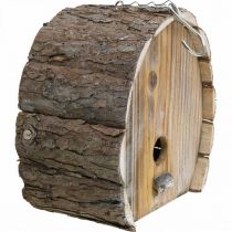 Artículo Caja nido decorativa Casa de pájaros Decoración de jardín de madera Blanco natural lavado H22cm W21cm