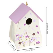 Artículo Casita para pájaros con estampado floral primaveral, decoración para balcón o apartamento, 21 cm