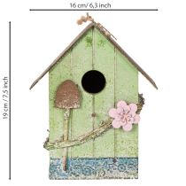 Artículo Casita para pájaros con decoración floral, decoración romántica de casa de campo, 19 cm