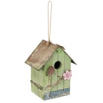 Artículo Casita para pájaros con decoración floral, decoración romántica de casa de campo, 19 cm