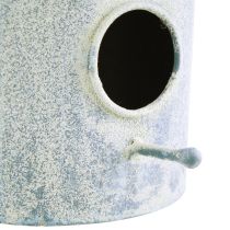 Artículo Casita para pájaros para colgar de metal en color blanco azul Ø15cm H21cm