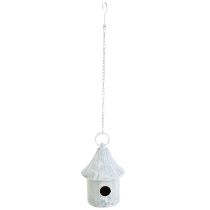 Artículo Casita para pájaros para colgar de metal en color blanco azul Ø15cm H21cm