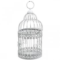 Jaula de pájaros para colgar, pajarera decorativa, decoración de metal, shabby chic blanco Ø12.5cm H25cm