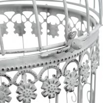 Jaula de pájaros para colgar, pajarera decorativa, decoración de metal, shabby chic blanco Ø12.5cm H25cm