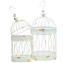 Pajarera vintage redondo blanco Ø22 / 18cm 2pcs