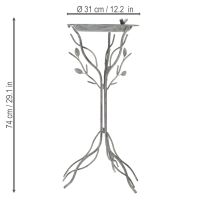 Artículo Baño para pájaros decorativo con delicado estampado de hojas en estilo vintage, 74 cm