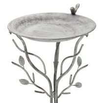 Artículo Baño para pájaros decorativo con delicado estampado de hojas en estilo vintage, 74 cm