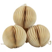 Artículo Bolas de panal bolas de panal Navidad crema oro Ø8cm 4ud