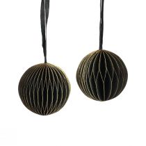 Artículo Bolas de panal Bolas de panal de Navidad oro negro Ø8cm 4ud