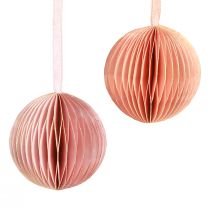 Artículo Bola alveolar Adornos navideños rosa albaricoque Ø7cm 4 piezas
