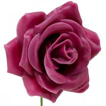 Artículo Rosas de cera rosas decorativas cera rosa Ø8cm 12p