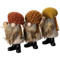 Artículo Figura de gnomo con barba y sombrero puntiagudo, 10 cm, 3 piezas